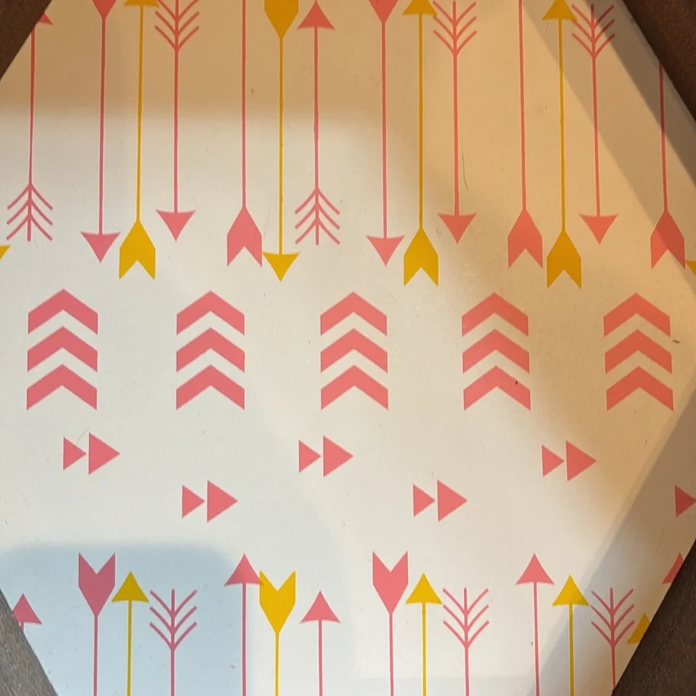 OOAK Hexagonal Shadow Box Shelf with Arrow Pattern Teen Middle School 13” x 15”